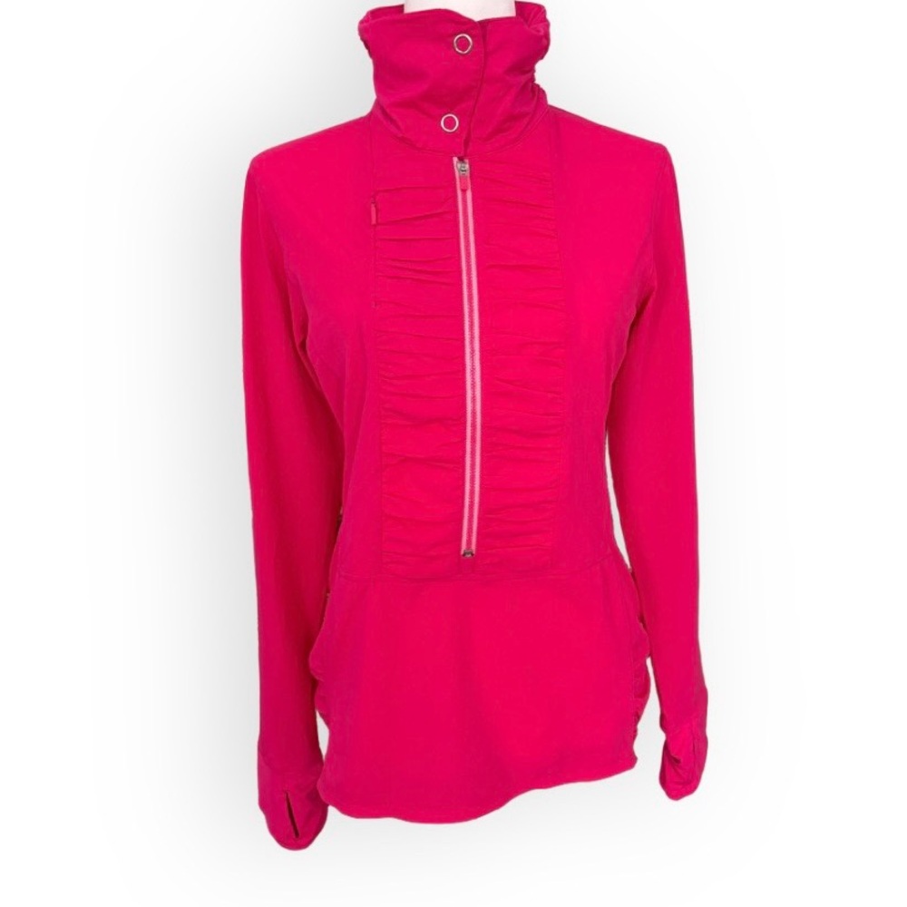 Brooks Pink Ruched Front 1/2 Zip Running Shirt Size M